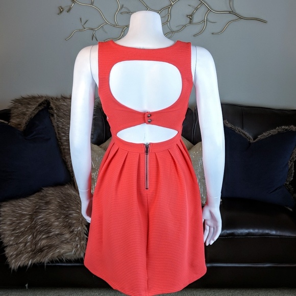 💰Ya Los Angeles Fit and Flare Dress Coral Pink - Picture 7 of 8